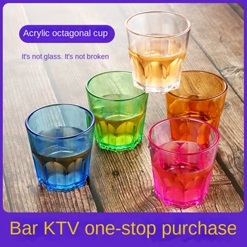 KTV barlar PC akrilik cam bira plastik bardaklar şeffaf okyanus cam bardak sekizgen bardak viski