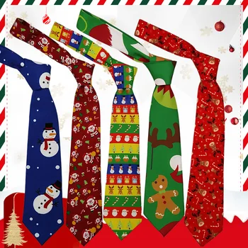 Sıcak Satış Noel Kravat erkek Moda Bayanlar Kardan Adam Noel Baba Baskı 8cm Polyester Kravat Adam İçin Profesyonel Desen Kravat