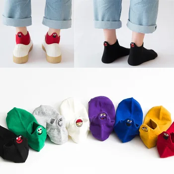Kawaii Kadın Çorap Mutlu Moda Ayak Bileği komik çoraplar Kadın Pamuk İşlemeli İfade Şeker Renk boyutu 35-42 ayak bileği socksCasual