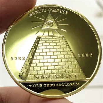 Avrupa ve Amerikan İnançları Altın Rozet Mason Masonluk Göz Piramit hatıra parası