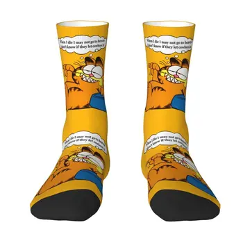 Komik Garfields Alıntı Erkek Mürettebat Çorap Unisex Komik Kawaii Kedi İlkbahar Yaz Sonbahar Kış Elbise Çorap