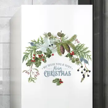 DIY Çam Kozalakları Merry Christmas Yeşil Bitki Posterler Kapı Pencere Çıkartmaları Duvar Çıkartmaları Noel Duvar Resimleri duvar çıkartmaları