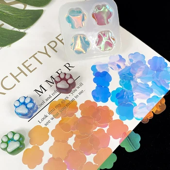 20 Adet / paket Mini Kedi Plaw Lazer Kağıt Çıkartmalar Kendinden Yapışkanlı DIY Takı Kristal Epoksi Kalıpları Yapma Malzemesi