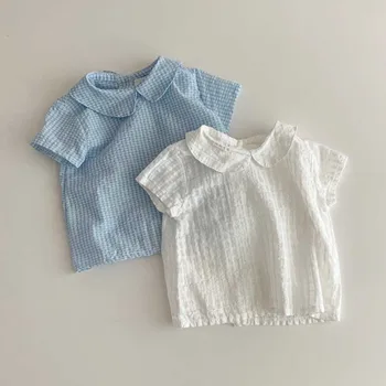 2022 Yaz Yeni Bebek kısa kollu Tişört İnce Pamuklu Tatlı Kızlar Düz T Shirt Bebek Rahat Dip Üstleri Erkek Bebek T Shirt