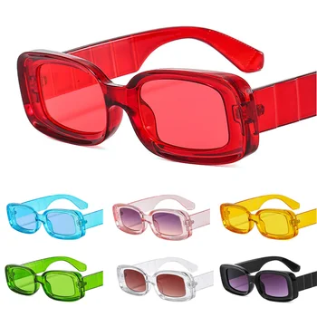 Retro Dikdörtgen Güneş Gözlüğü Moda Küçük Çerçeve Geniş Bacak güneş gözlüğü Kare Parlama Önleyici Uv400 Renkli Çerçeve Hip-Hop Gözlük