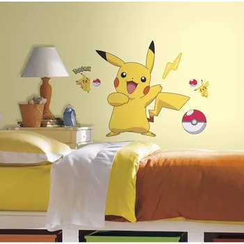 2021 Pokemon Pikachu çocuk Odası Karikatür Anime Çıkartmalar Pokemon Pikachu duvar çıkartmaları Kendinden pvc yapıştırıcısı Dekoratif Çıkartmalar