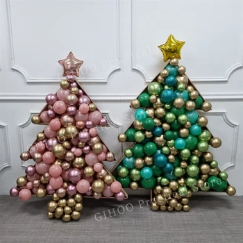 120CM Büyük Yılbaşı Ağacı Balon Mozaik Standı Çerçeve DIY Balon Dolum Kutusu Zemin Xmas Navidad Yeni Yıl Partisi Dekorasyon 2022