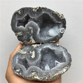 Doğal Kuvars Aura Akik Geode Kümeleri Mücevher Kutusu Taş mineral örneği Kristaller şifa taşları Ev Dekorasyon İçin