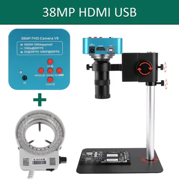 Elektronik Mikroskop Lehimleme İçin Dijital Mikroskop Takım Elbise 13 / 38MP HDMI / Usb / VGA Arayüzü Kamera 1 - 130X C-MOUNT Lens led ışık