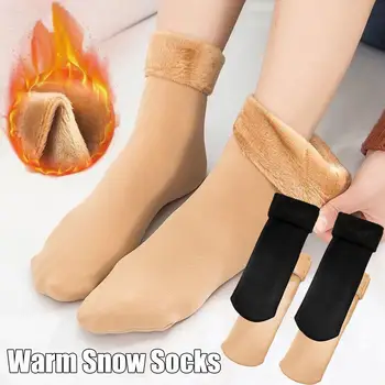 Kış Sıcak Kadın Çorap Kalın Termal Kat Çorap Yün Kaşmir Siyah Cilt Dikişsiz Çorap Kadife Sox Ayak Bileği Kawai Unisex Çorap