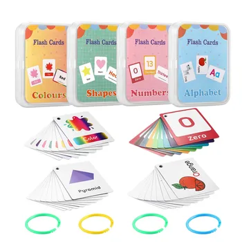 Öğrenme Eğitim Flash Kartları Montessori Oyuncaklar Çocuklar İçin Meyve Alfabe Şekli Hayvan Desen İngilizce Kitaplar Bebekler İçin Oyunlar