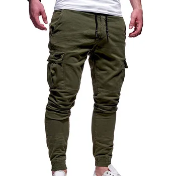2022 Yeni erkek Rahat Kargo pantolon İpli Elastik Bel koşucu pantolonu Sweatpants Streetwear Düz Renk Pantolon