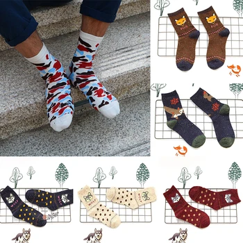 Harajuku Pamuk Çorap Erkekler Sonbahar Kış Baskı Karikatür Uzun Çorap Rahat Erkek Yüksek Kaliteli Nefes Orta Tüp Çorap