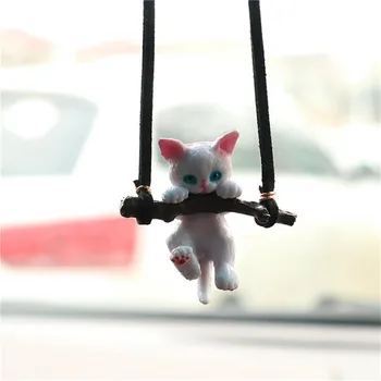 Araba Kolye Yaratıcı Sevimli Şube Kedi dikiz aynası Kolye Araba İç Dekorasyon Kızlar İçin Araba İç Aksesuarları