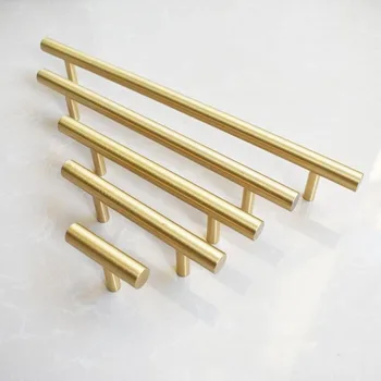 Modern Altın Mutfak Kapı T Bar Düz Kolu Kolları Dolap Çekme Çapı 10mm paslanmaz çelik kulplar Mobilya Kolu
