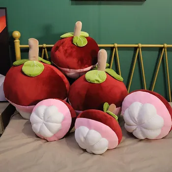 Komik Simülasyon Meyve Mangosten peluş oyuncak Yumuşak Dolması Karikatür Bitki Kedi Pençeleri Bebek Bebek Odası Dekor doğum günü hediyesi Çocuklar Kızlar İçin