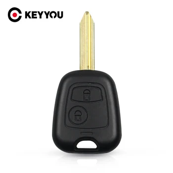 KEYYOU 10X2 düğmeli uzak anahtar Kapak Fob Araba Anahtarı Durum Citroen C1 C2 C3 Saxo Xsara Picasso Berlingo Kesilmemiş Bıçak Araba Anahtarı Kabuk