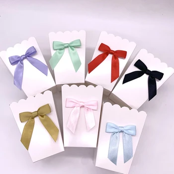 5 renkler Mini Kağıt Patlamış Mısır Kutuları Yay Pop İyilik Kutusu Bebek Duş Doğum Günü Partisi Tedavi İyilik Masa Malzemeleri
