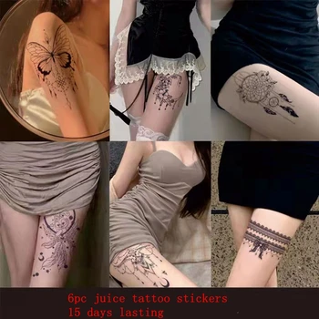 15 Gün Mürekkep Suyu Geçici Dövmeler Çıkartmalar Kadın 6 adet Set Su Geçirmez Kalıcı Seksi Dream Catcher Kelebek Ay Sanat Sahte Dövme
