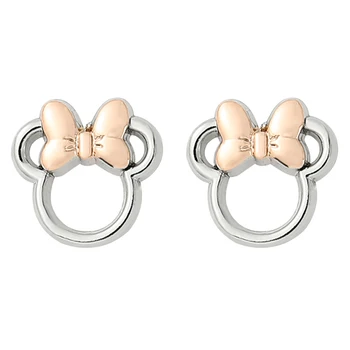 Disney Minnie Mouse Küpe İki Ton Minnie Siluet Gümüş Kaplama Takı Hediyeler Noel Hayvan Kulak Piercing