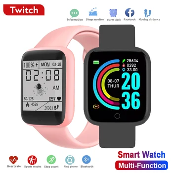 Twitch D20S akıllı saat Erkekler Kadınlar için IP67 Su Geçirmez İzle Çok fonksiyonlu Spor Saatler Macaron Renk Kayışı iPhone Xiaomi