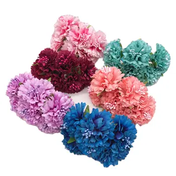 Kadife çiçeği 6 adet / grup 4cm mini papatya çiçek buketi yapay çiçek düğün dekorasyon dıy zanaat ev dekorasyon aksesuarları