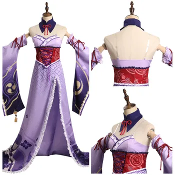 Genshin Etki Shogun Cosplay Kostüm Cadı Elbise Kıyafetler Halloween Karnaval Uygun Raiden 