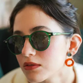 2022 Yuvarlak Güneş Kadınlar Vintage Perçin Moda Marka Tasarımcısı güneş gözlüğü erkek Retro zonnebril dames Kadın Gözlük UV400