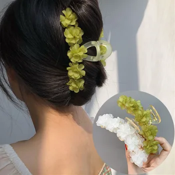 2022 Yeni Kore Çiçek Şekli Saç Pençe Klip Kadın Kızlar Barrette Yengeç Saç Pençeleri At Kuyruğu Tokalar Şapkalar saç aksesuarları