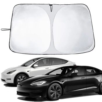 Araç ön camı Güneş Gölge Kapakları Siperliği Otomatik Ön Pencere Güneş Koruyucu Şemsiye Coche Tesla Modeli 3 Y Güneşlik Aksesuarları Yeni