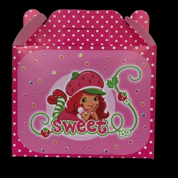 6 adet / grup Çilek Kız tema hediye kutuları Çilek Kız parti süslemeleri bebek duş parti malzemeleri Çilek şeker kutuları