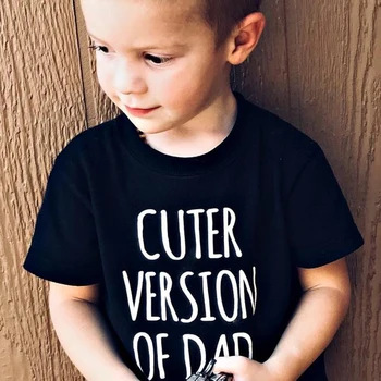 Yaz Çocuk Tshirt Sevimli Versiyonu Baba Mektuplar Baskılı Yürümeye Başlayan Çocuk Kız komik tişört Çocuk Kısa Kollu Casual Tees Tops