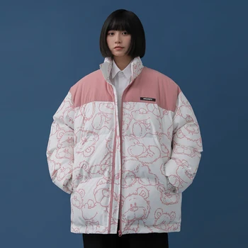 Bombardımanı karikatür ekleme patlayıcı pamuklu ceket 2021 yeni stil kadın kış kalın kısa pamuklu ceket