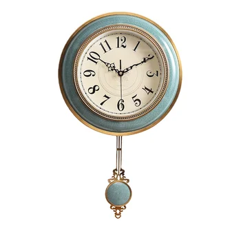 Lüks Büyük duvar saati Metal Oturma Odası Sarkaçlı Saat Duvar Mavi Altın Ev Modern Dekor Reloj De Pared 3d Vintage Avrupa 2021