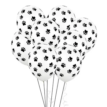 10/20/30 Adet / grup Paws Balonlar Siyah Beyaz Köpek Pençe Baskı Lateks Hava Globos Topları Çocuklar için Yetişkin Bebek Duş Parti Dekor Malzemeleri