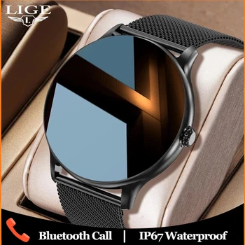 LIGE Smartwatch Erkekler İçin IP67 Su Geçirmez Bluetooth Çağrı akıllı saat Elektronik Saatler Erkekler Kadınlar Çok spor Spor Bilek Saatler