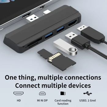 5 in 1 USB Yerleştirme İstasyonu Yüzey Pro 5 Pro 4 Hub dok istasyonu ile 4K HDMI uyumlu USB 3.0 TF Yuvası