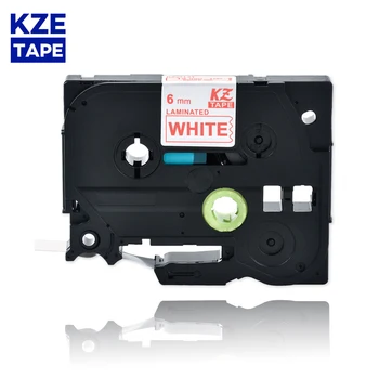 6mm Tze212 Kırmızı Beyaz Lamine etiket bant Kaset Kartuşu etiket şerit tze bant Tze-212 tze 212 tze212 için dokunmatik PT