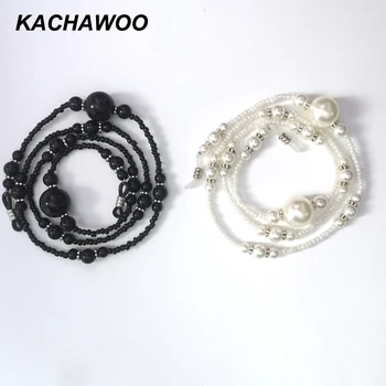 Kachawoo inci boncuk zincir gözlük halat siyah beyaz moda gözlük kordon gözlük aksesuarları kadınlar bayanlar için toptan