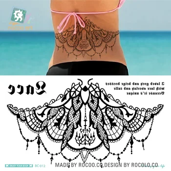 Rocooart BC-012 Seksi Dantel Tarzı Su Geçirmez Geçici Dövme Etiket Güzellik Bayan Kolye Sahte Dövme Taty Tatuagem Vücut Sanatı İçin