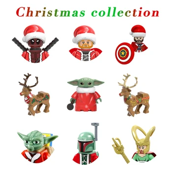 DİSNEY Noel Koleksiyonu Yoda Boba Fett Obi-Wan Yapı Taşları Süper Kahramanlar Thanos Ren Geyiği Tuğla Aksiyon Figürleri Çocuk Oyuncak