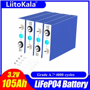 LiitoKala 3.2 V 105Ah lifepo4 pil 3C 300A deşarj DIY için 12V 24V Elektrikli RV Golf arabası açık güneş enerjisi Şarj Edilebilir