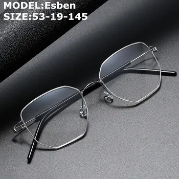 Danimarka Marka Ultralight Vidasız Titanyum Gözlük Çerçeve Erkekler Optik Reçete Gözlük Kadın Miyopi Kare Gözlük Esben