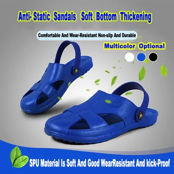 Anti-statik terlik güvenlik ayakkabıları kaymaz nefes masaj SPU altı delikli ayakkabı kalın tabanlar erkekler ve kadınlar yaz sandalet 2020