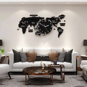 Zezzo ® Dünya Haritası duvar saati İskandinav Modern Minimalist Dekor Akrilik Ev Yatak Odası Ofis için Punch - ücretsiz duvar saati kendin yap çıkartmalar