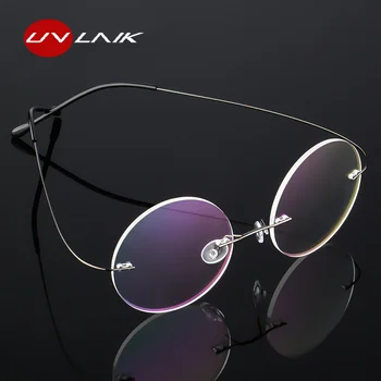 UVLAIK Steve Jobs Yuvarlak Titanyum Gözlük Çerçeveleri Erkekler Çerçevesiz Optik Reçete Gözlük Kadın Gözlük Lensler Miyopi için