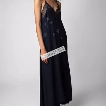 Askı elbise 2022 yaz yeni seksi kadın derin V Yaka dantel beş köşeli yıldız sıcak elmas askı elbise askı üst