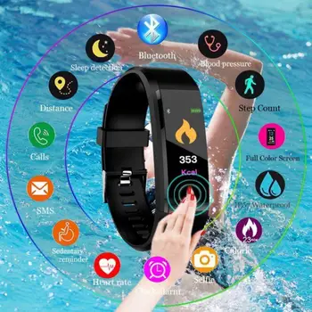 115 Artı akıllı bluetooth saat uyumlu Spor İzle Sağlık Bileklik egzersiz kalp atışı pedometre Bilezik Su Geçirmez SmartBand