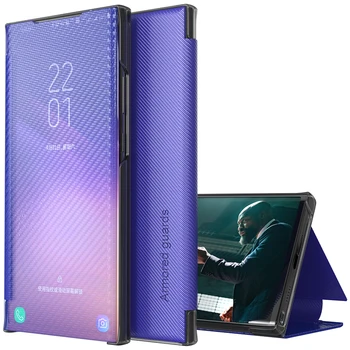 2021 Yeni Düz renk Karbon Fiber Çevirme Ayna Telefon Kılıfı İçin Samsung Galaxy S8 S9 S10 S20 S21 FE Not 8 9 10 20 Artı Ultra Kapak
