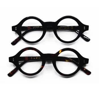 El Yapımı Gözlük Çerçeveleri Vintage küçük 40mm Yuvarlak Gözlük Erkekler Asetat unisex Optik Miyopi Gözlük Reçete Gözlük